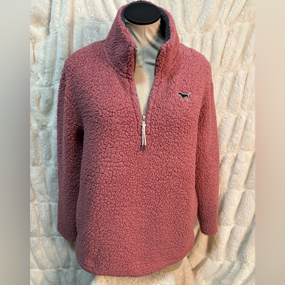 PINK Victoria’s Secret pink Sherpa half zip size small